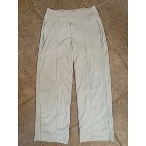 Athleta 6P Eastbound Wide Pant Coast Gray Light Blue Pull On Zip Pockets Soft